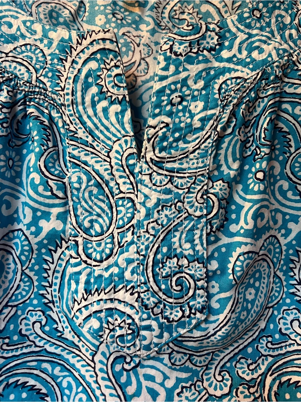 Talbots Blue and White Paisley Sleeveless Tank - Picture 2 of 5
